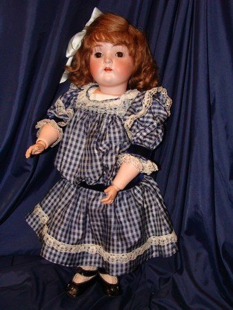 ROBE ANCIENNE 1925 EN CREPE POUR POUPEE T 11 SIMON & HALBIG . SFBJ