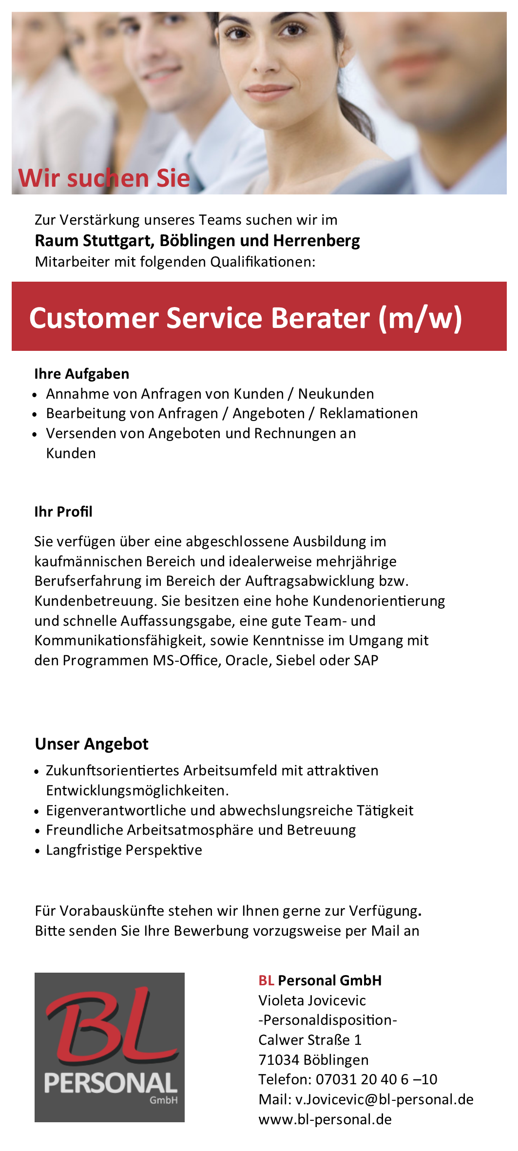 Stellenangebote Balingen Bl Personal Gmbh