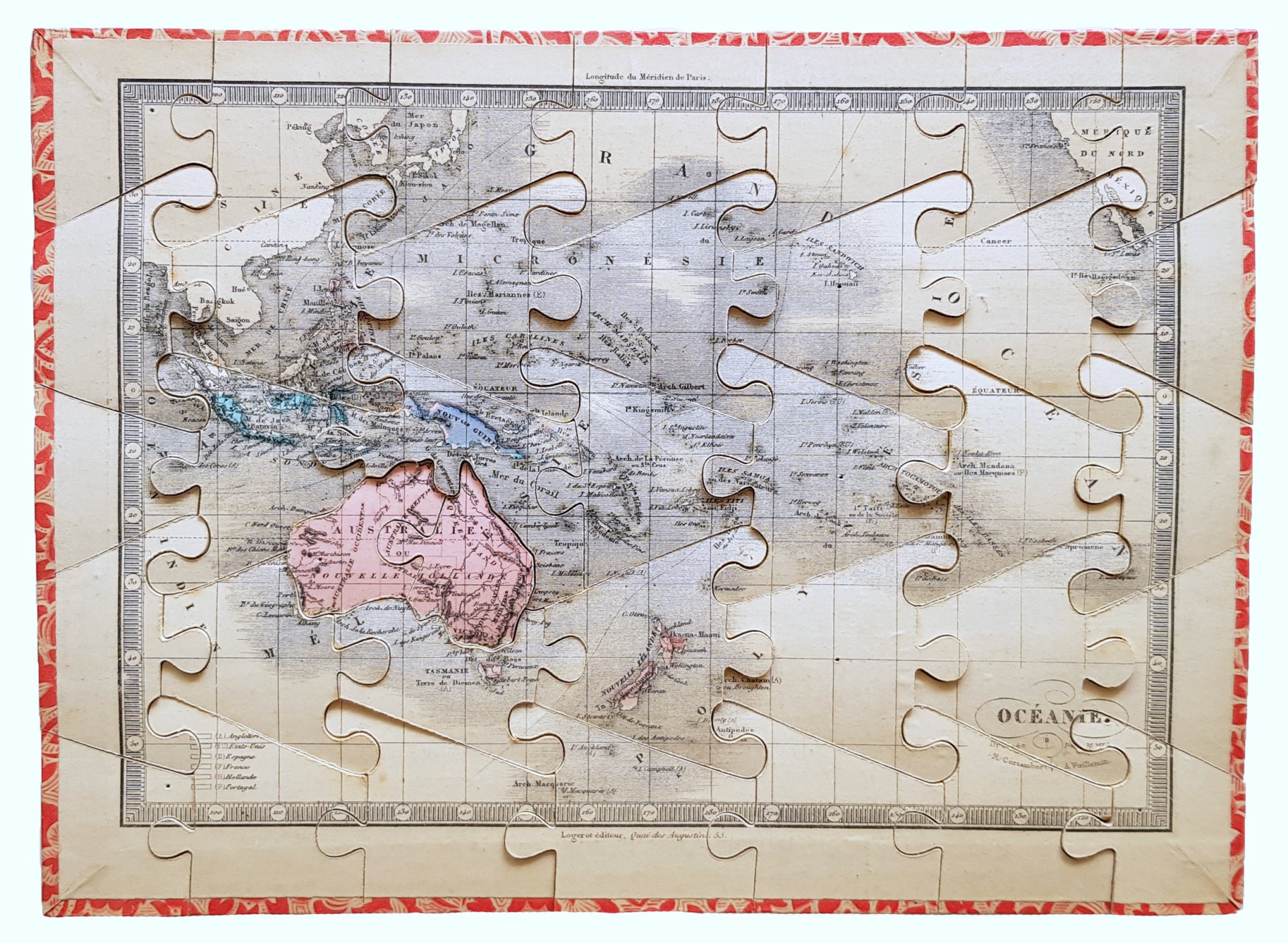 Large Saussine Atlas puzzle set, late 19th Century