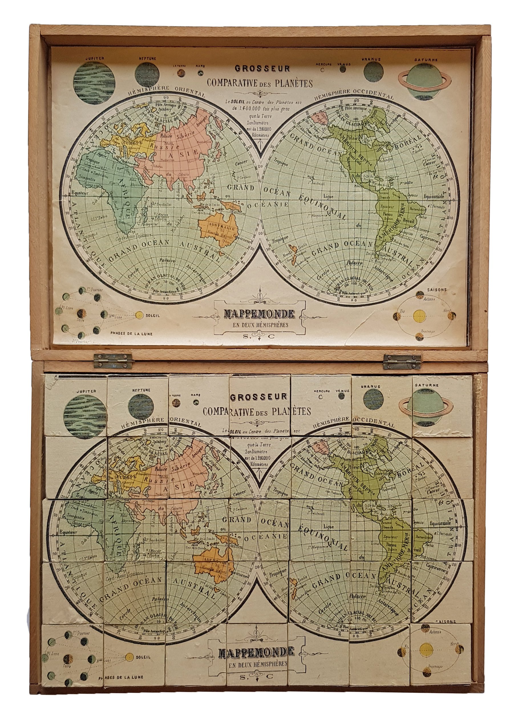 Jeu De Cubes Puzzle Atlas Géographique Simonin Cuny - Ancien Et Rare