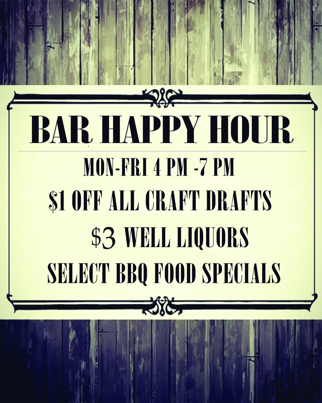 Woodstock BBQ Happy Hour