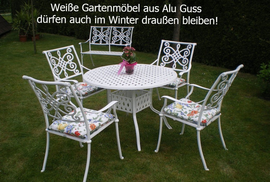 Weiße Alu Guss Gartenmöbel wetterfestbequem leicht