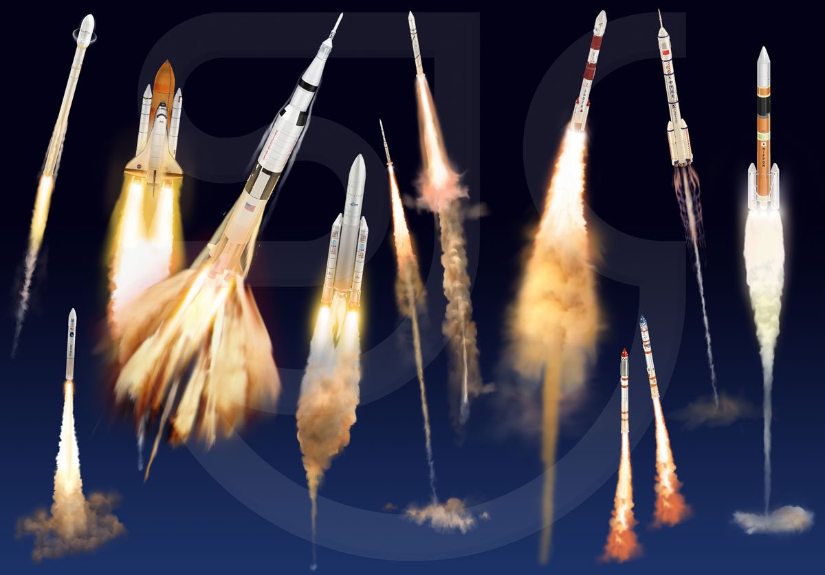 Famous Space Rockets Space • Earth • Sciences | Stuart Jackson-Carter Illustration Gallery