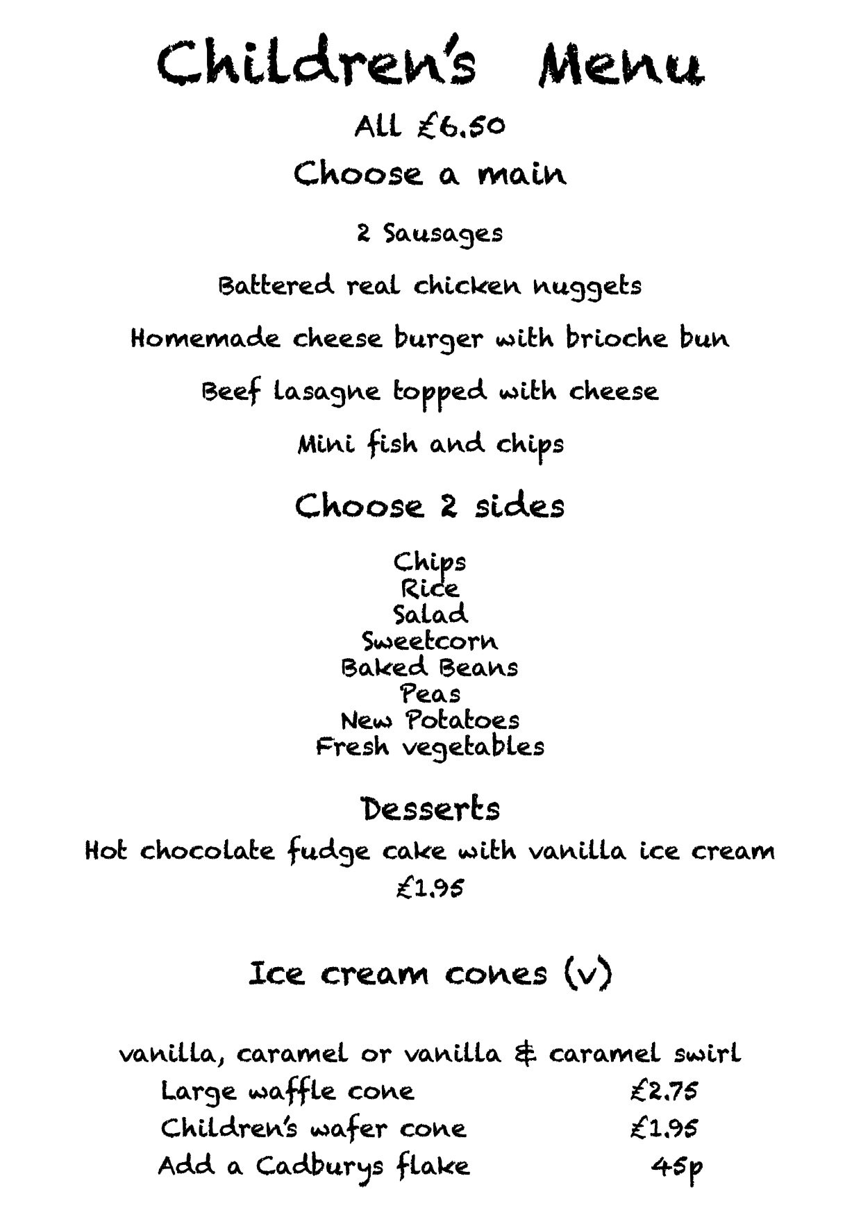 Menu Homemade Pub Food The White Horse Pub, Whepstead, Suffolk