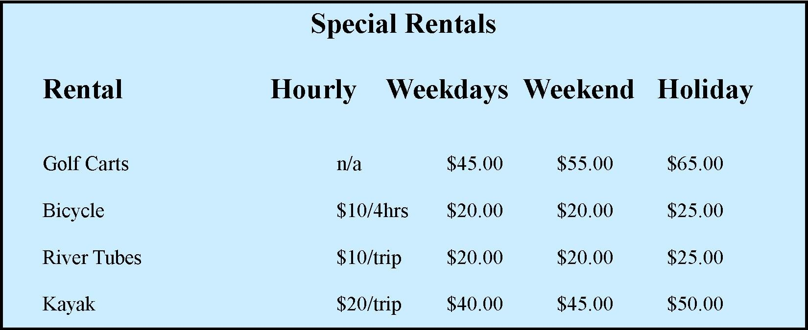 Trout Run Camp Resort Rates
