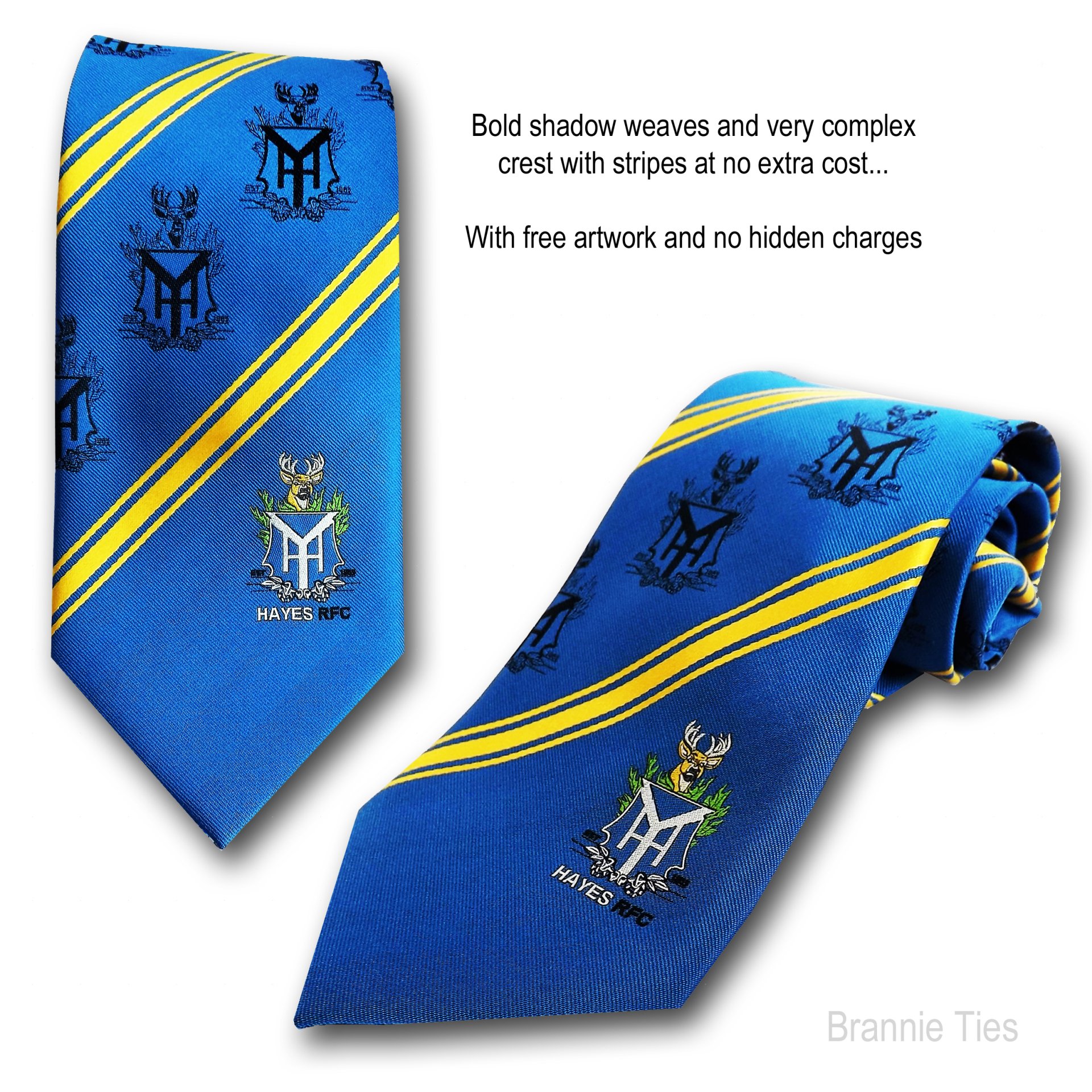 Sports club ties, football club ties, min qty 25pcs