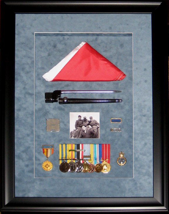 Flag Shadow Box Canadian Flag and RCASC Military Memorabilia