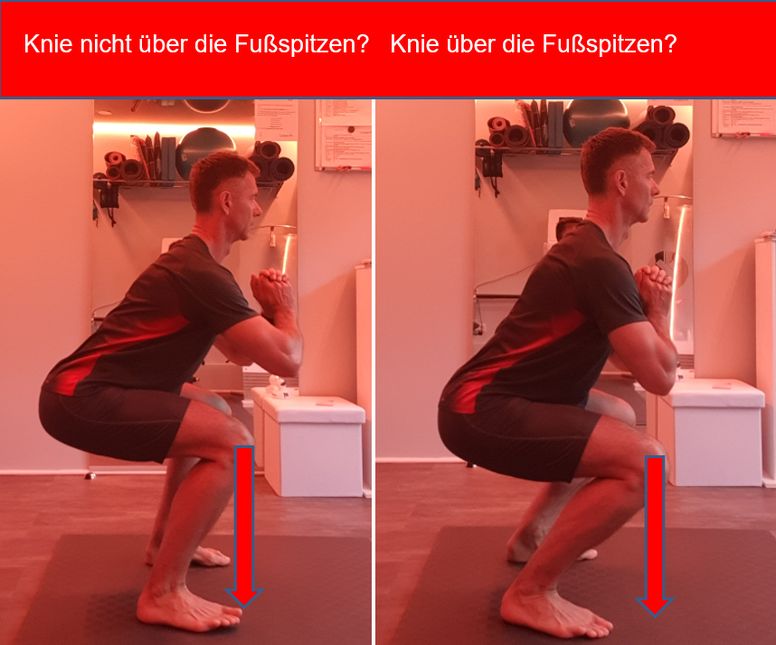Dürfen die Knie bei einer Kniebeuge über die Zehen gehen? Ja oder Nein?