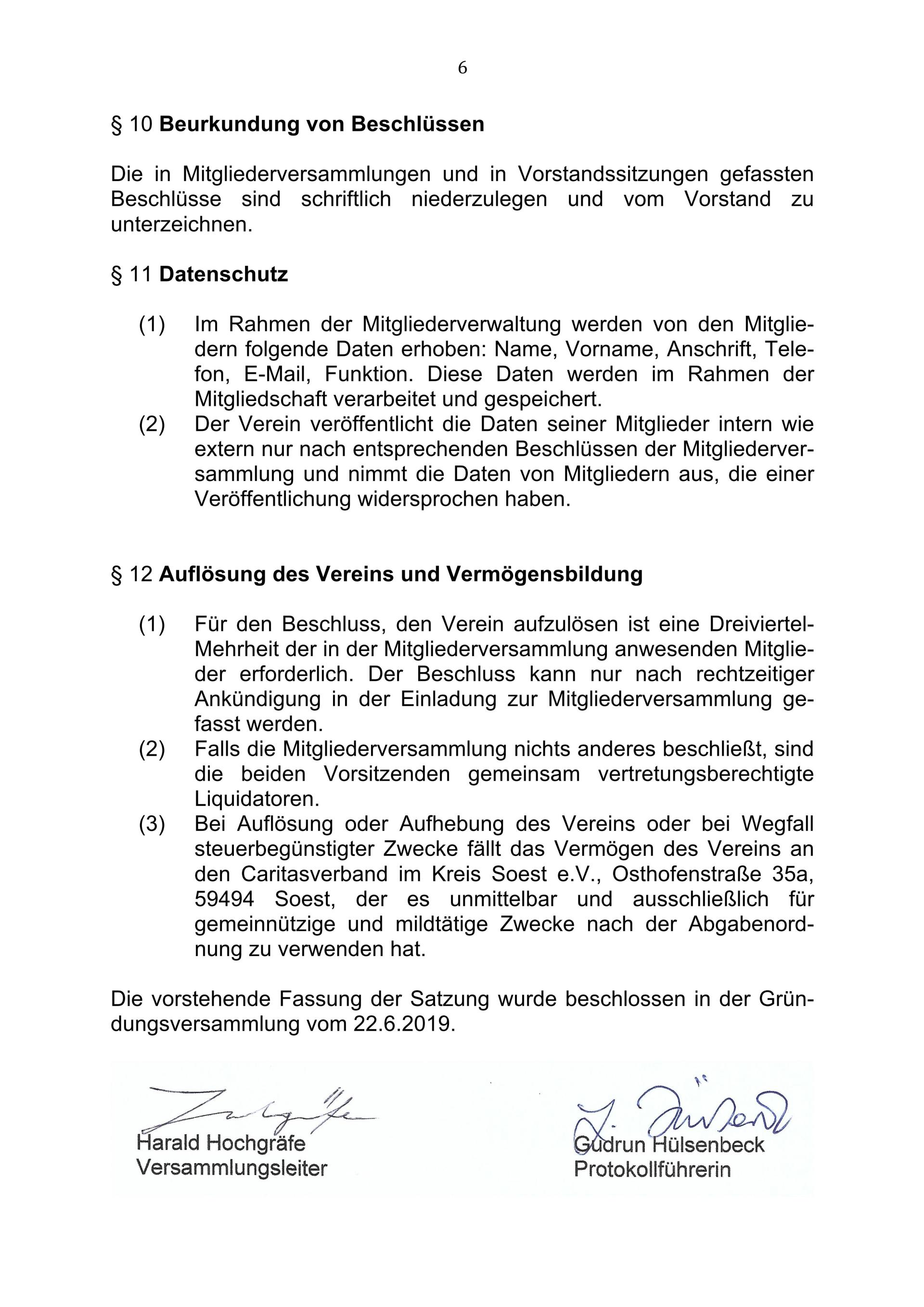 Satzung des Vereins