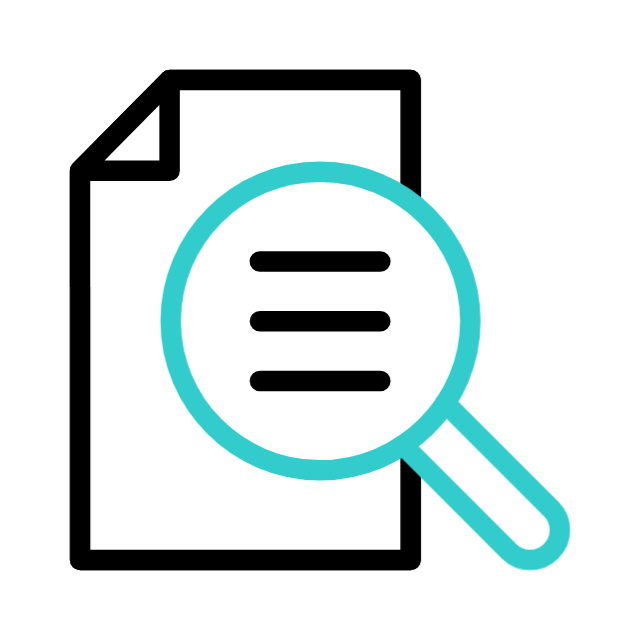 Lupe durchsucht Dokumente