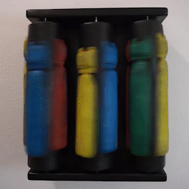 Kinetische Skulptur wabato, Gebetsmühle, Fichte Acrylfarbe,Lack