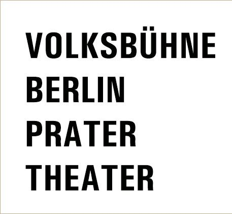 Volksbühne Berlin Prater Theater Logo in schwarzer Schrift auf weißem Hintergrund.