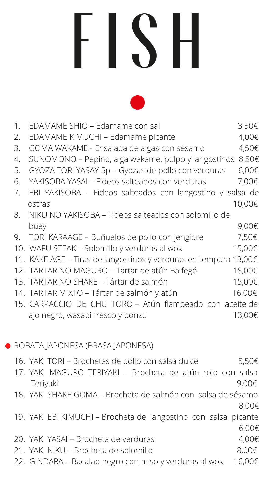 MENU FISH