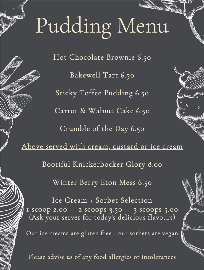 Pudding Menu