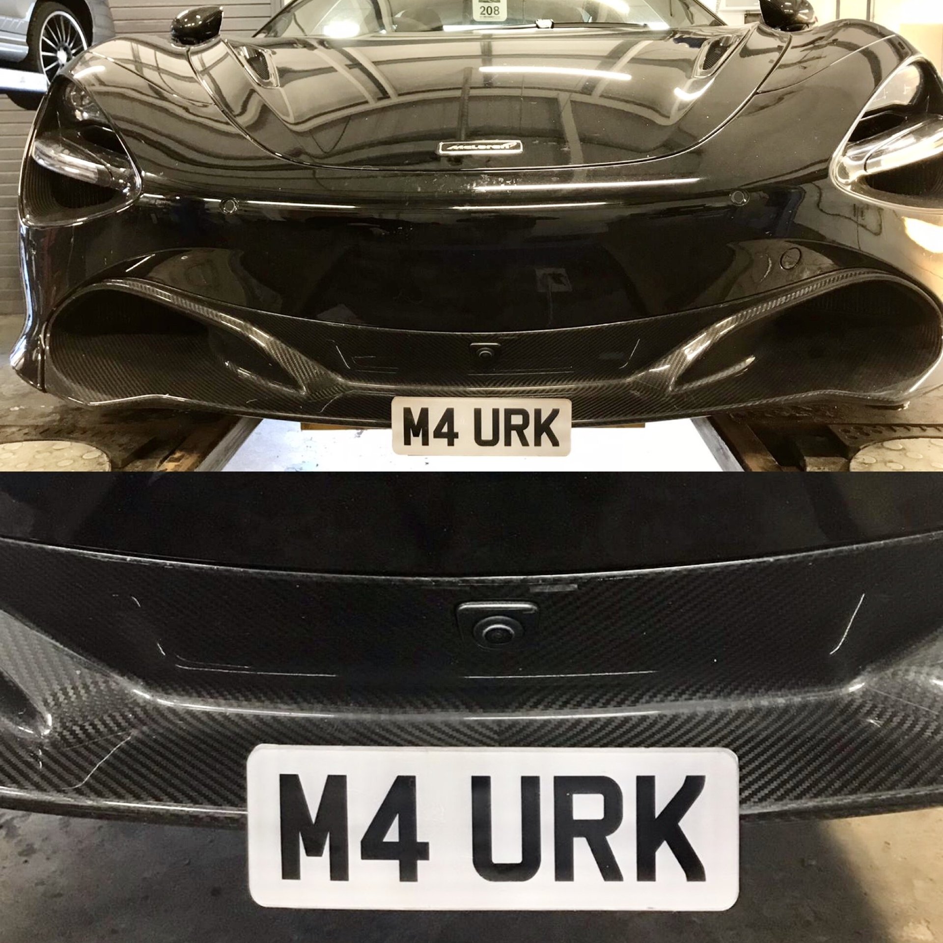 No drill front number / license plate mounts for McLaren cars.