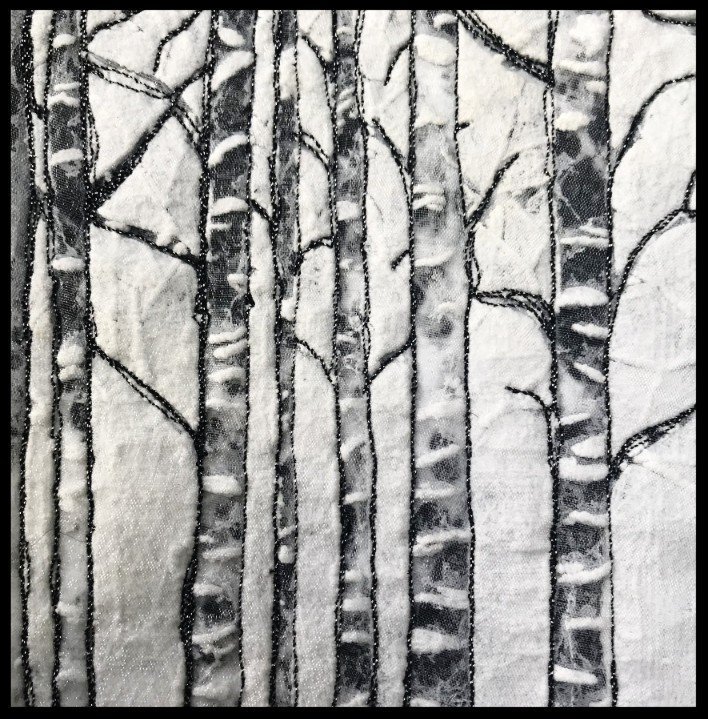 Machine Embroidered Birch Trees