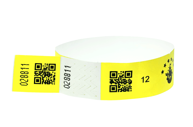 Tyvek Einlassbänder mit Barcode und Abriss