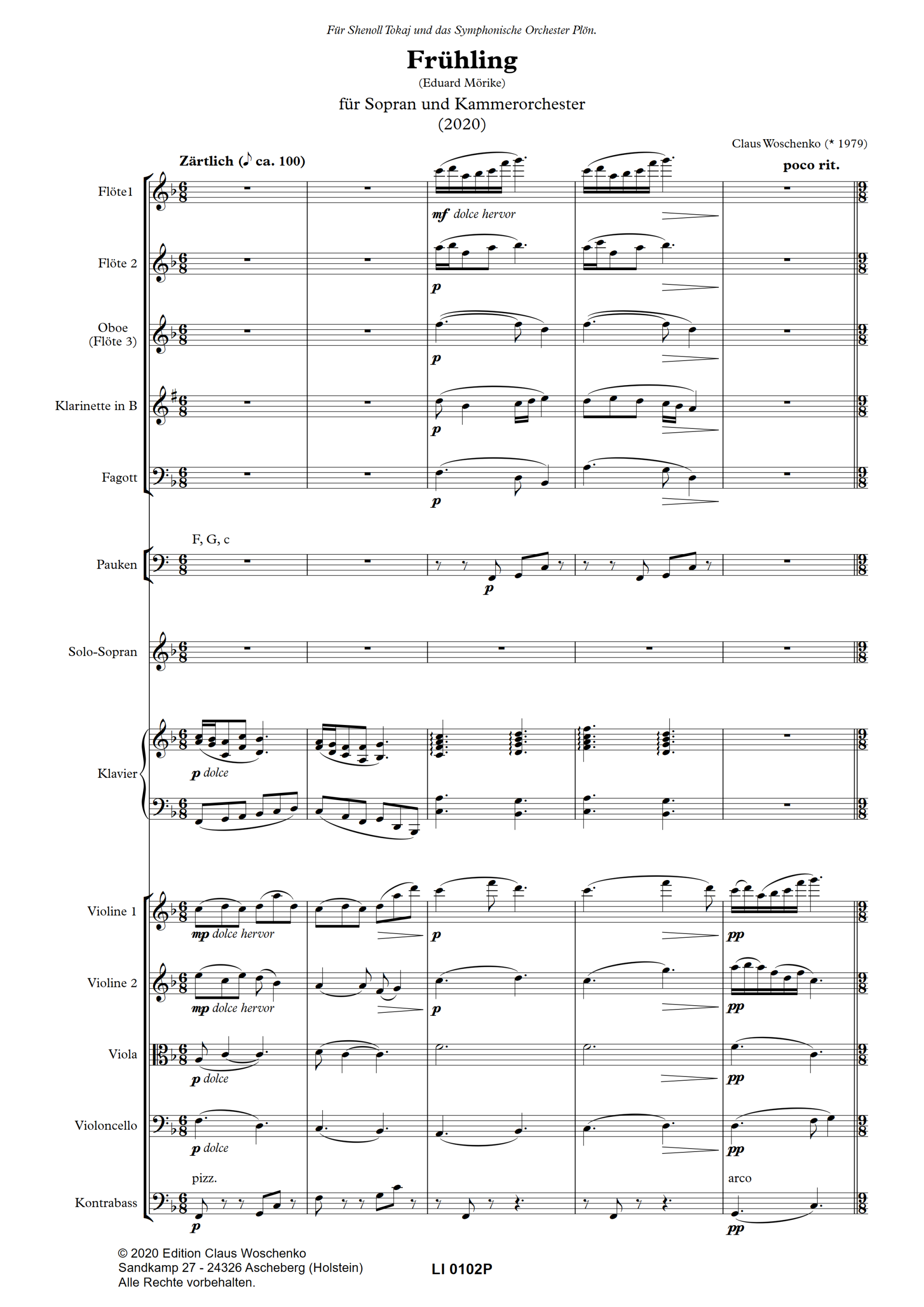 Claus Woschenko - Frühling (Eduard Mörike) für Sopran und Kammerorchester (2020) Claus Woschenko - Frühling (Eduard Mörike) für Sopran und Kammerorchester (2020)