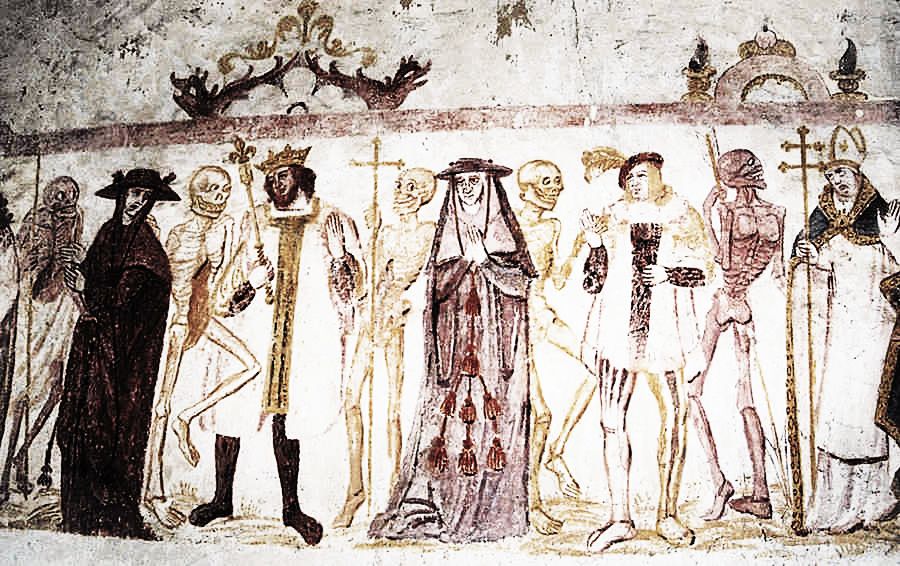 Wandmalerei des Totentanzes von La-Ferté-Loupière in Frankreich