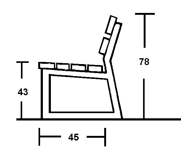 Skizze Sechseckbank mit Stahlfüssen Skizze Sechseckbank mit Stahlfüssen
