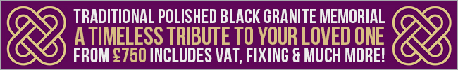 Traditional Black Granite Memorial. from £750