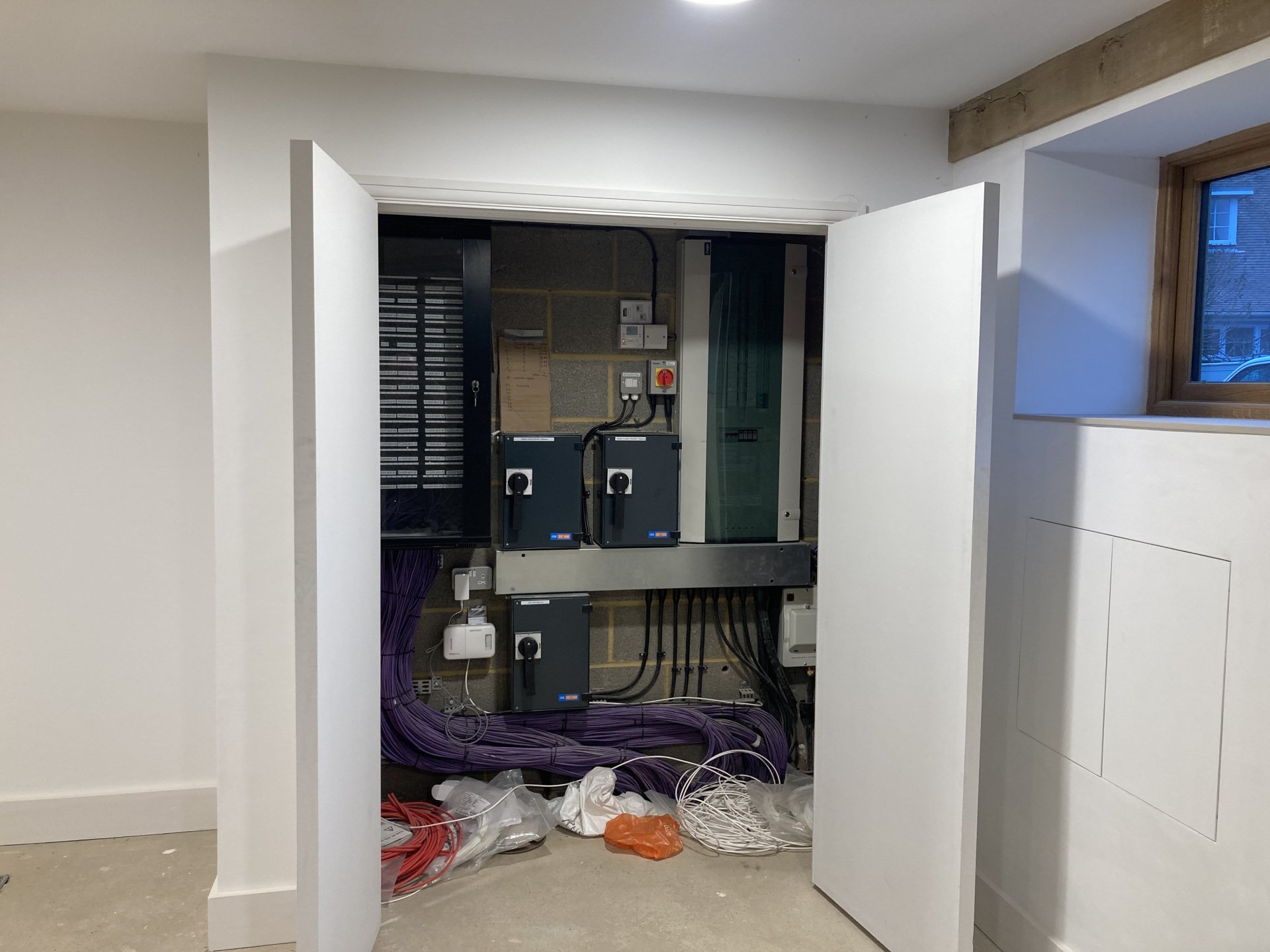 new consumer units, installing additional switches and socket oulets and outside lighting