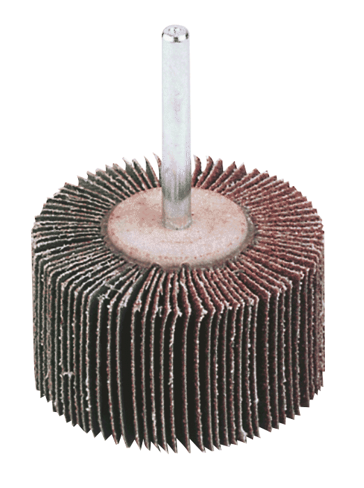 Schleifstift aus Korundleinenlamellen die radial um den Kern angeordnet sind. Durch stufenweisen Abtrag des Trägermaterials arbeitet sich immer wieder schleiffähiges Korund frei, dadurch ergibt sich eine exakte Abtragsfähigkeit bis zum Schluss.
Einsatzgebiet
Entgraten, Reinigen, Vorbereiten auf Nachbehandlung (z. B. Lackieren) von Metall - besonders Weichmetallflächen, Holz, Kunststoffe, Marmor