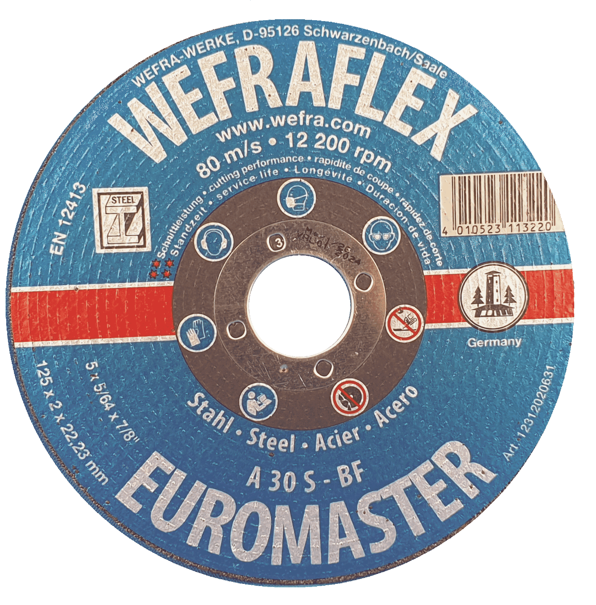 Die Metalltrennscheibe WEFRA EUROMASTER A30S verfügt über eine harte Bindung und wird mit Spezialkorunden hergestellt. Sie zeichnet sich aus durch eine sehr gute Schnittleistung und eine hohe Standzeit - bewährte Profi-Qualität.
Einsatzgebiet
Stahlblech, auch legiert, dünnwandige Profile, Guss