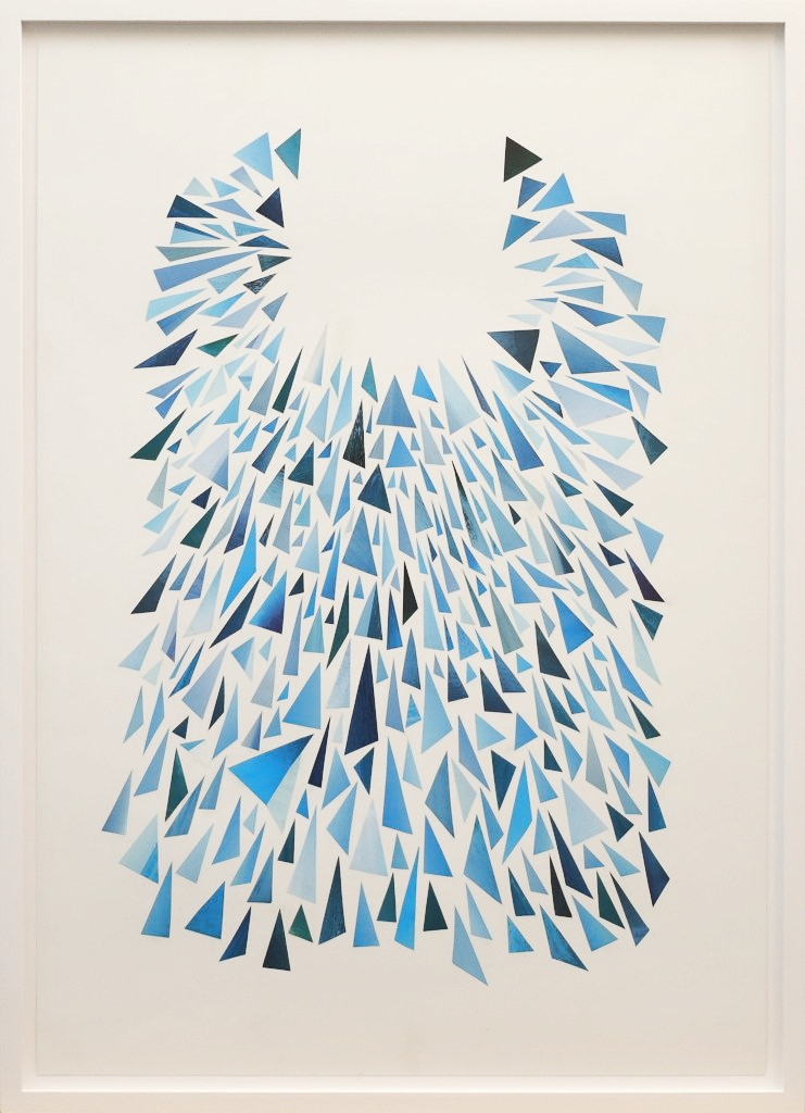 Collage von Carsten Schneider zeigt ein Meer aus blauen Ecken.