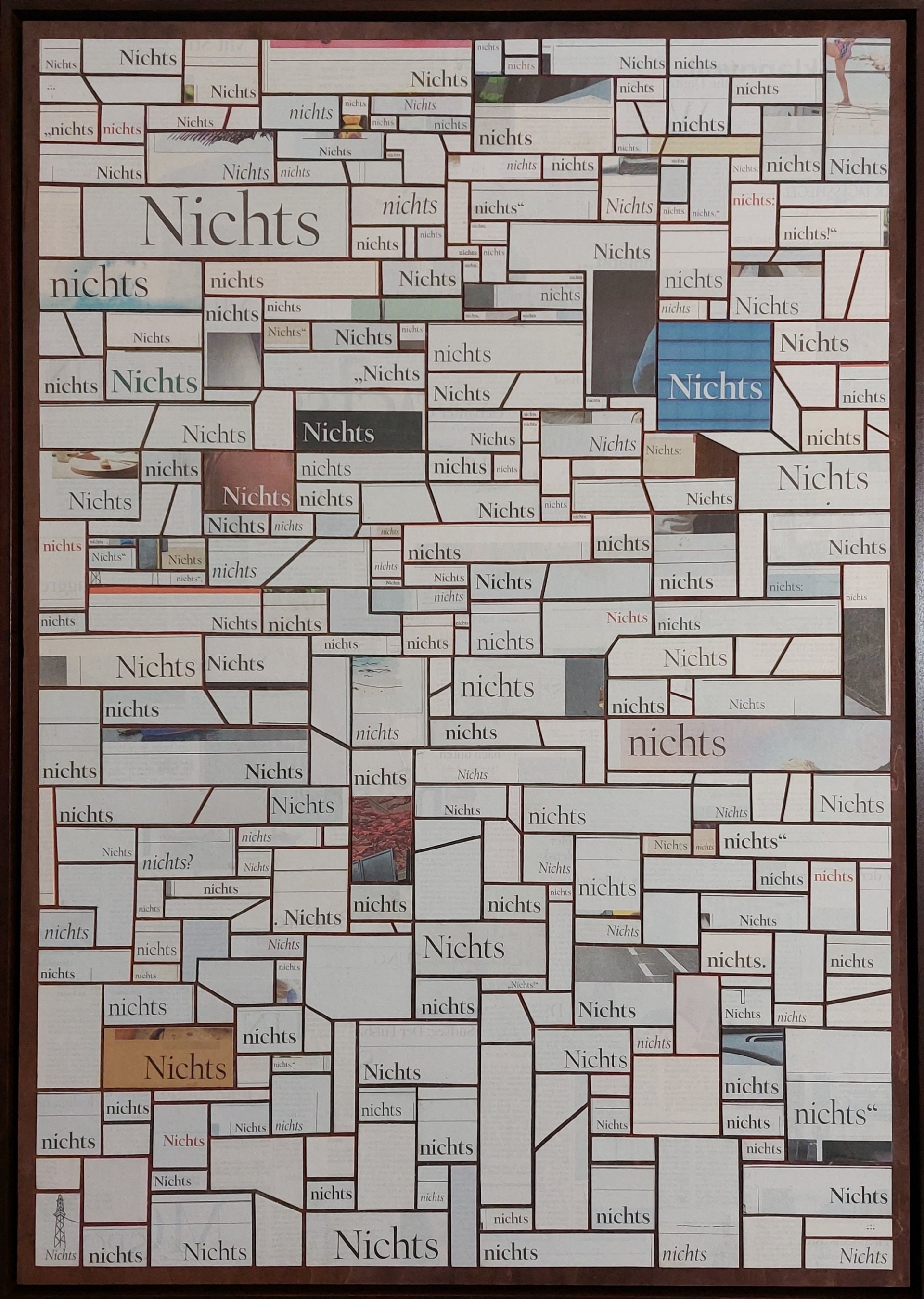 „Nichts im Tagesspiegel“: Collage aus dem Wort „Nichts“ und Leerräumen des Tagesspiegels.