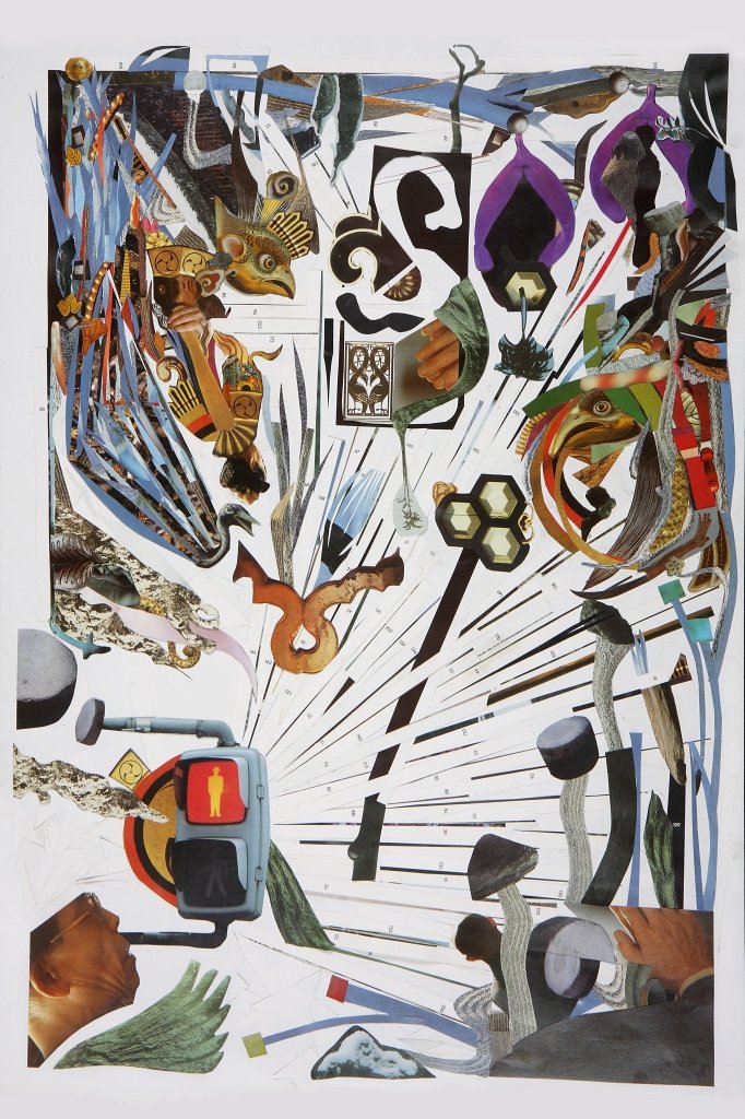 Collage von Carsten Schneider zeigt einen Mann vor rot leuchtender Ampel.