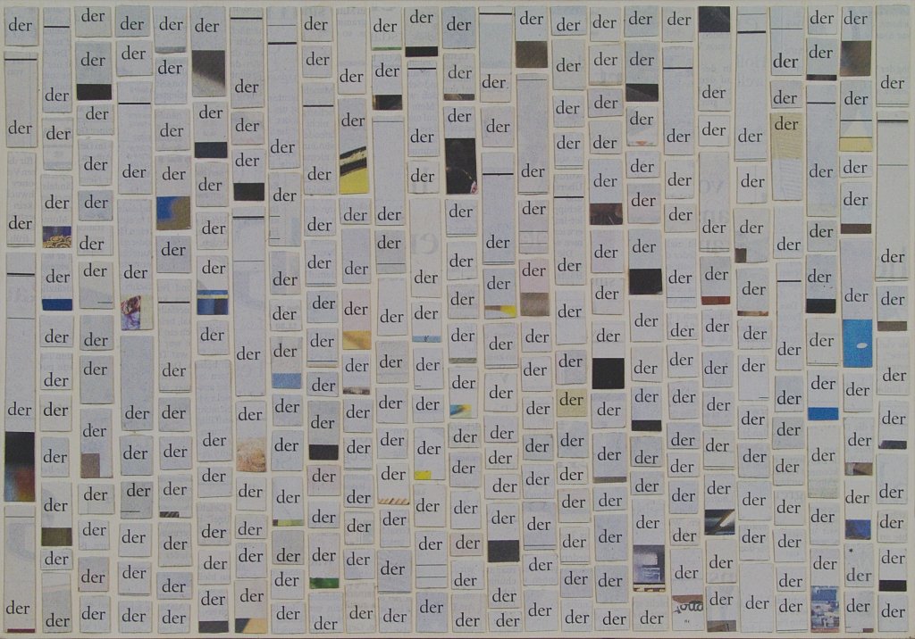 Die Zeitungscollage von Carsten Schneider zeigt hundertfach das Wort der.