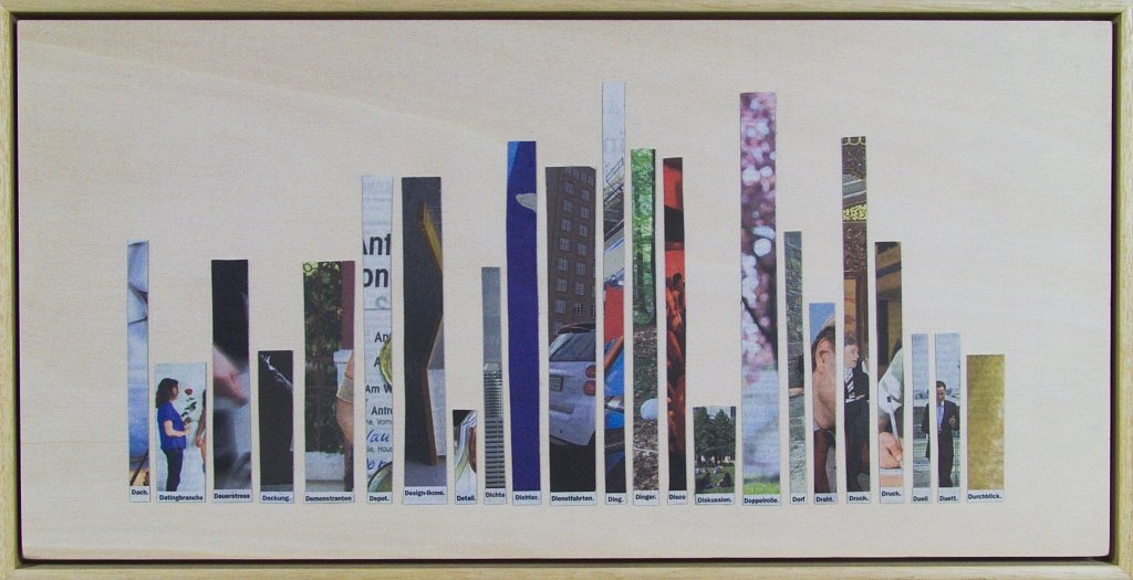 Nomen eines Monats, Buchstabe D. Collage von Carsten Schneider