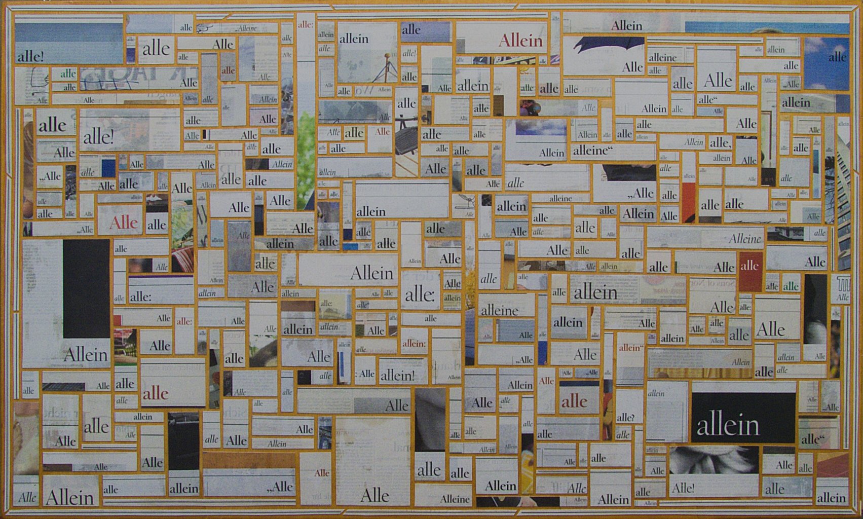 „Alles Nichts (3)“ – rechte Außenflügeltafel mit Zeitungsschnipseln.