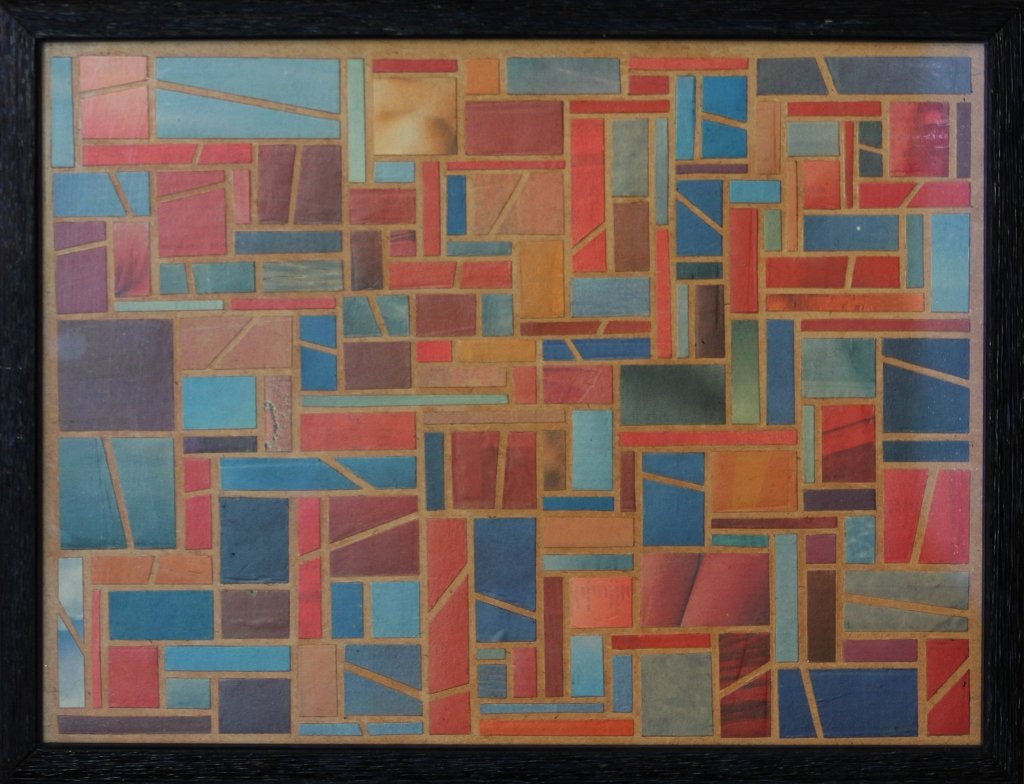 Farbige Zeitungscollage von Carsten Schneider. Katalognummer 123