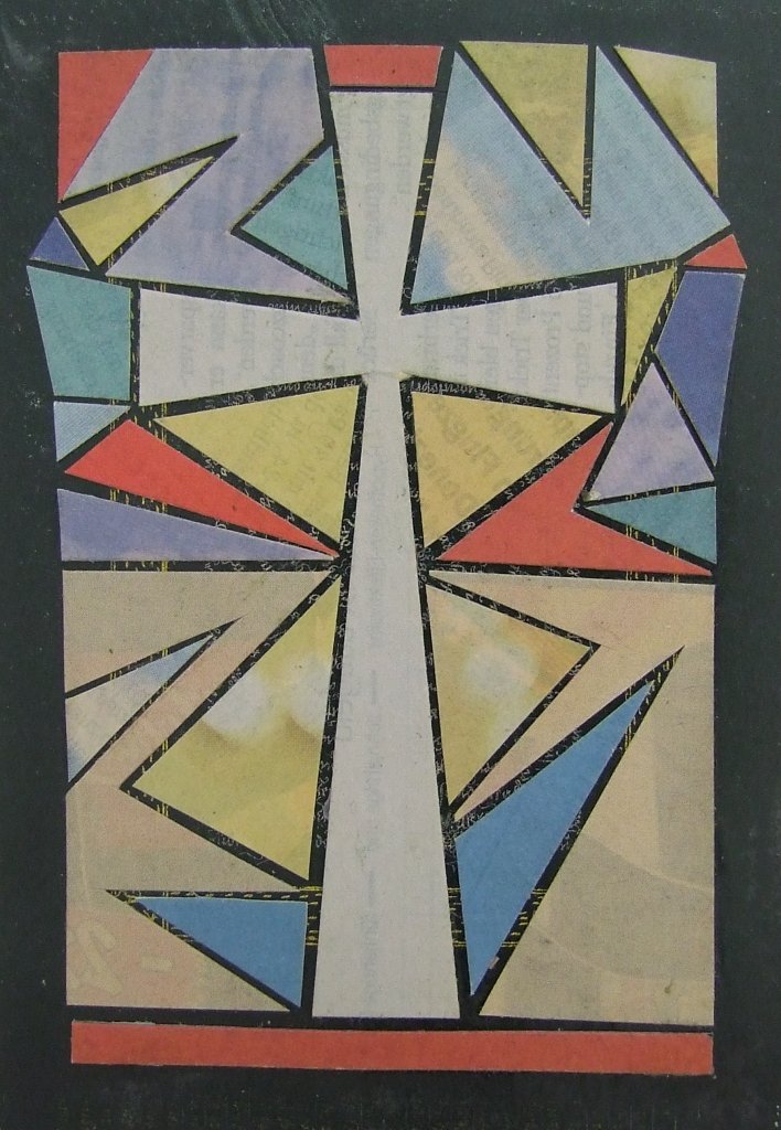 Kreuzcollage 53 von Carsten Schneider. 15 × 10 cm.