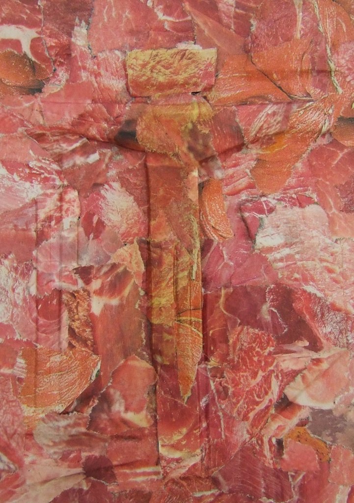 Kleine Kreuzcollage Nummer 80 von Carsten Schneider. 15 x 10 cm.