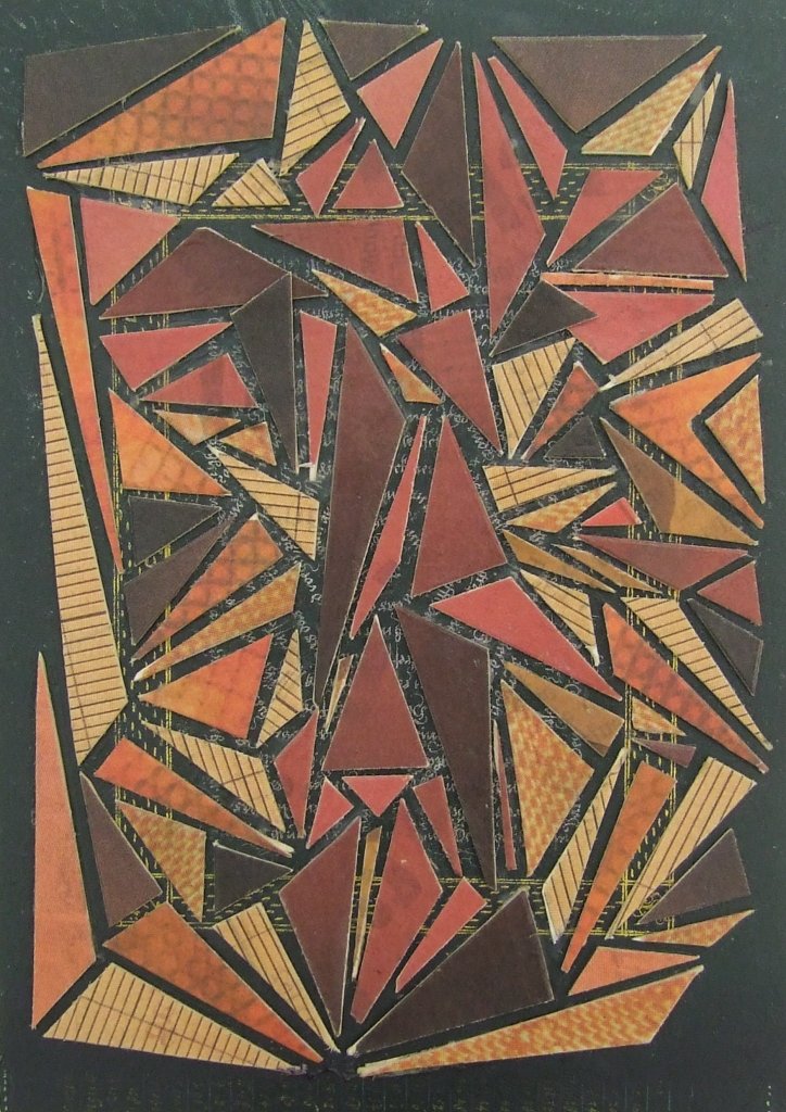 Kleine Kreuzcollage Nummer 82 von Carsten Schneider. 15 x 10 cm.