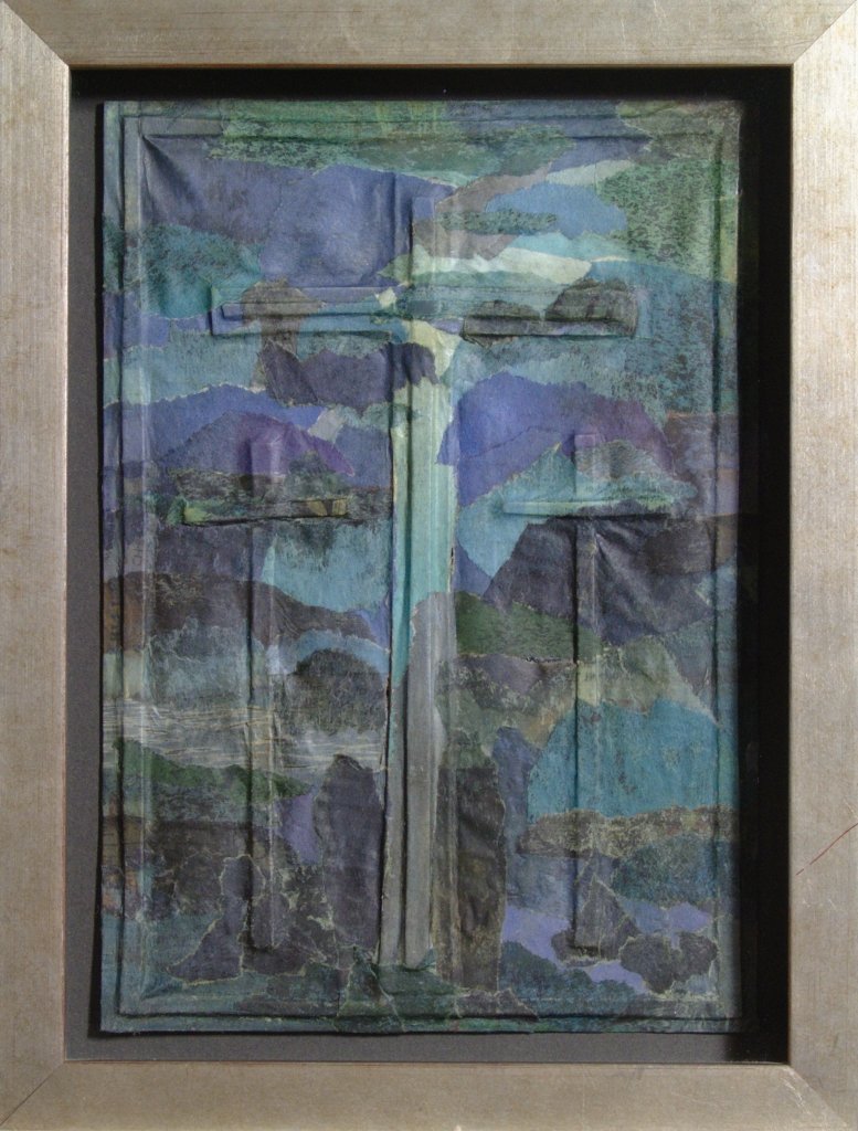 Triplekreuzgrün - Reliefcollage von Carsten Schneider