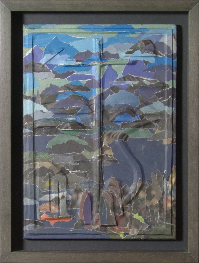 Kreuzreliefblau - Reliefcollage von Carsten Schneider