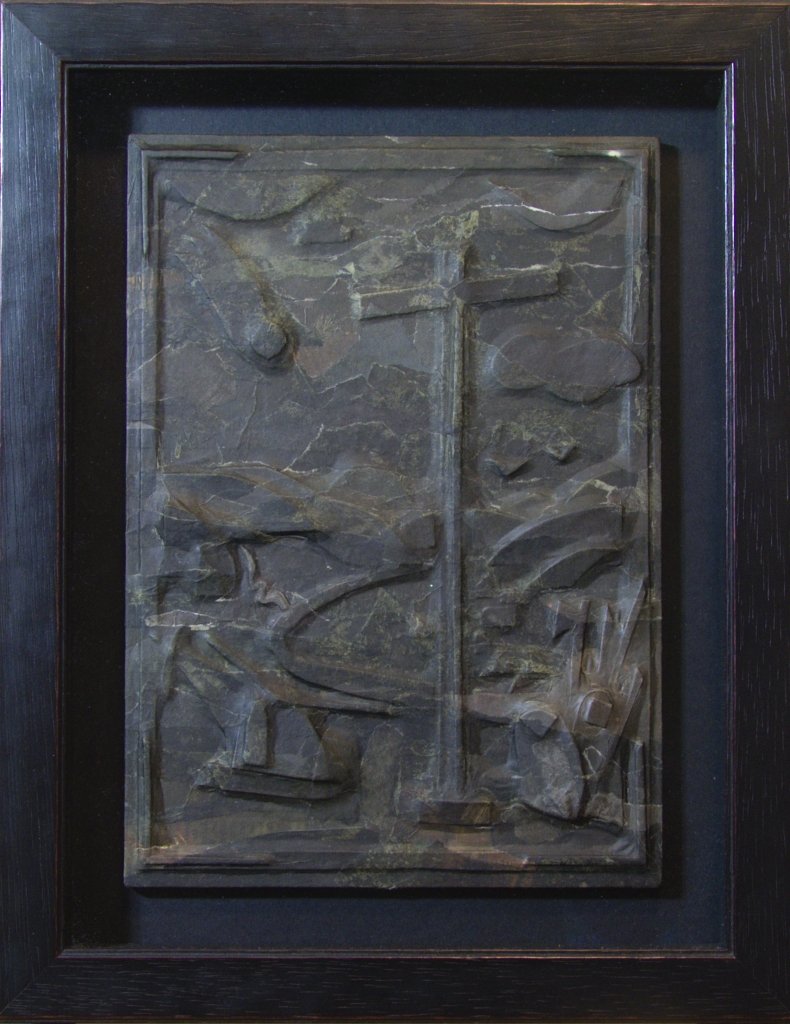 Mit Hubschrauber nach Gerard David - Reliefcollage von Carsten Schneider