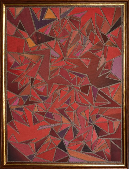 Zeitungscollage aus farbigen Ausschnitten. Von Carsten Schneider, Katalognummer 172