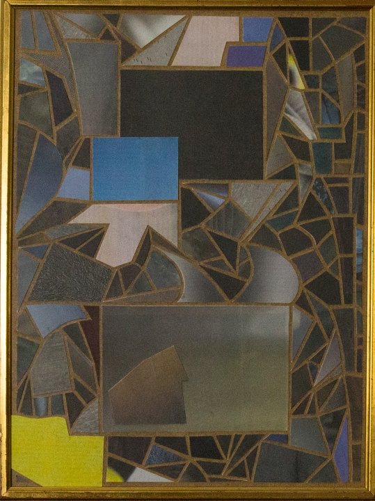 Zeitungscollage aus farbigen Ausschnitten. Von Carsten Schneider, Katalognummer 174