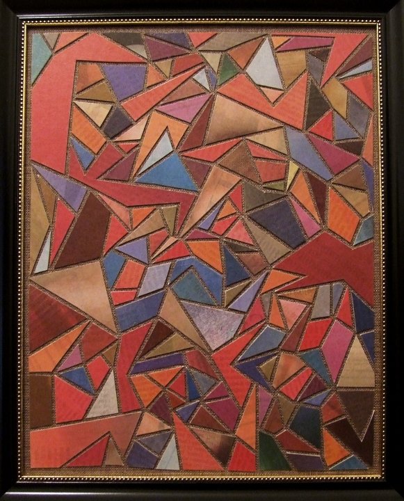 Zeitungscollage aus farbigen Ausschnitten. Von Carsten Schneider, Katalognummer 175