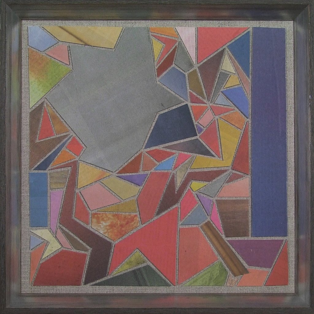 Farbige Zeitungscollage von Carsten Schneider. Katalognummer 189