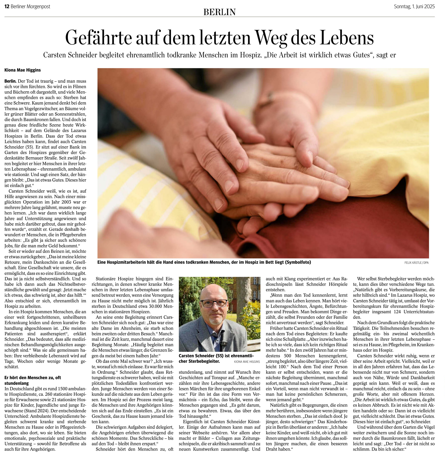 Carsten Schneider in Berliner Morgenpost. 1. 6. 2025