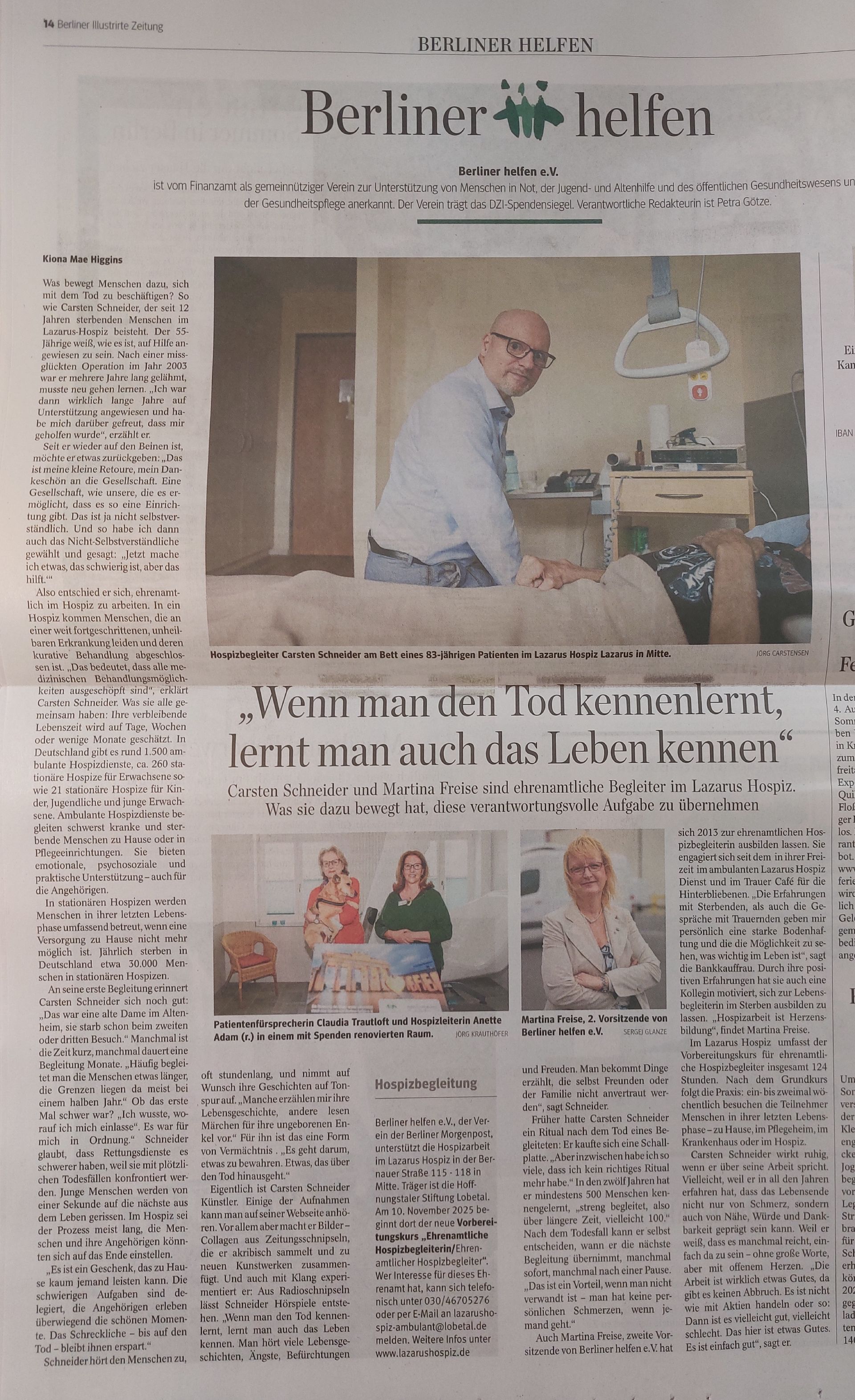 Artikel der Berliner Morgenpost vom 26. 7. 2025 von Kiona Mae Higgins