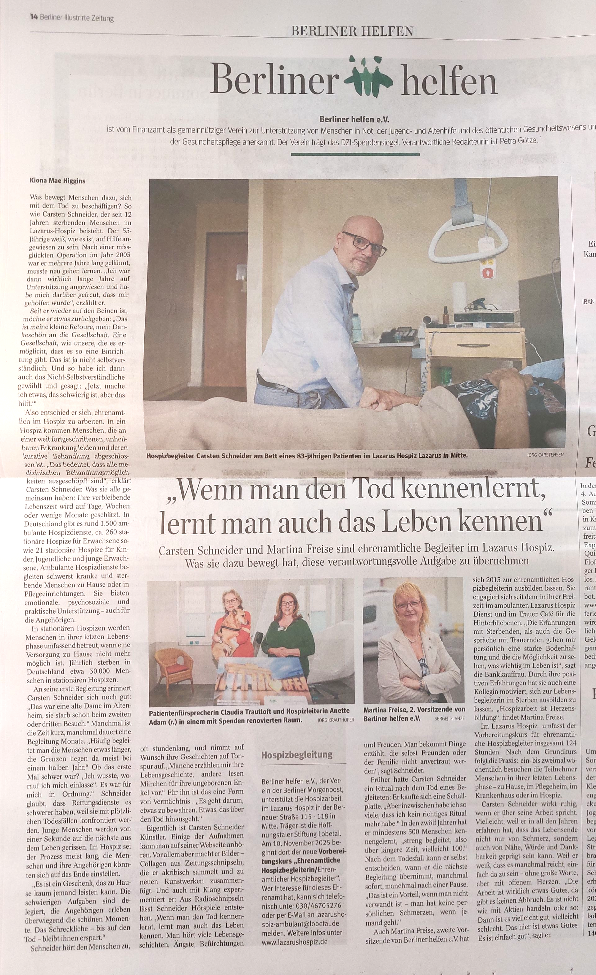 Artikel der Berliner Morgenpost vom 26. 7. 2025 von Kiona Mae Higgins