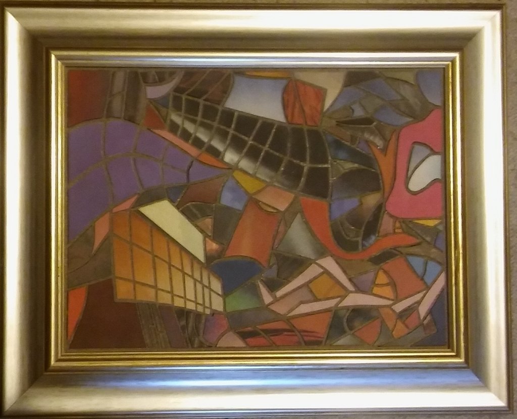 Farbige Zeitungscollage von Carsten Schneider. Katalognummer 225