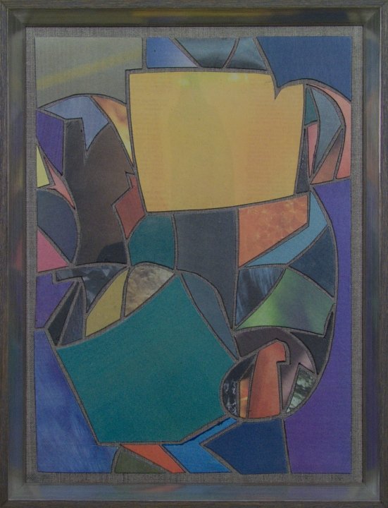 Zeitungscollage aus farbigen Ausschnitten. Von Carsten Schneider, Katalognummer 226